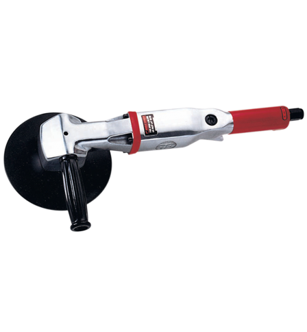TPT-480 Industrial angle sander,
Superior ergonomics
High power and torque motor
Superior durability bevel gear
Specifications:
Free Speed: 4,500 r.p.m.
Disc Size: 7¨
Length: 17.4¨(441 mm)
Avg. Air Cons: 19.8 cfm(560 l/min)
Air Inlet: 1/4¨
Hose Size: 3/8¨
Air Pressure: 90 psi (6.3 kg/cm2)
Net Weight: 6.4 lbs(2.9 kg)
Spindle Thread: 5/8¨-11UNC
Sound Level:81dBA