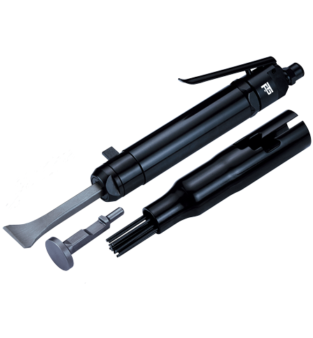 The new TPT-923 is a durable straight needle scaler for vehicle and industrial maintenance repair operations. Compact and lightweight, it is the ideal tool for material removal on hard to reach surfaces.
Specifications:
Needle :3x19(mm x pcs)
Stroke Speed: 4,400 b.p.m.
Length: 16.1