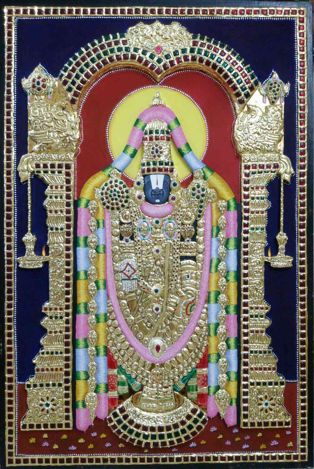 Tanjore painting gold work and stones