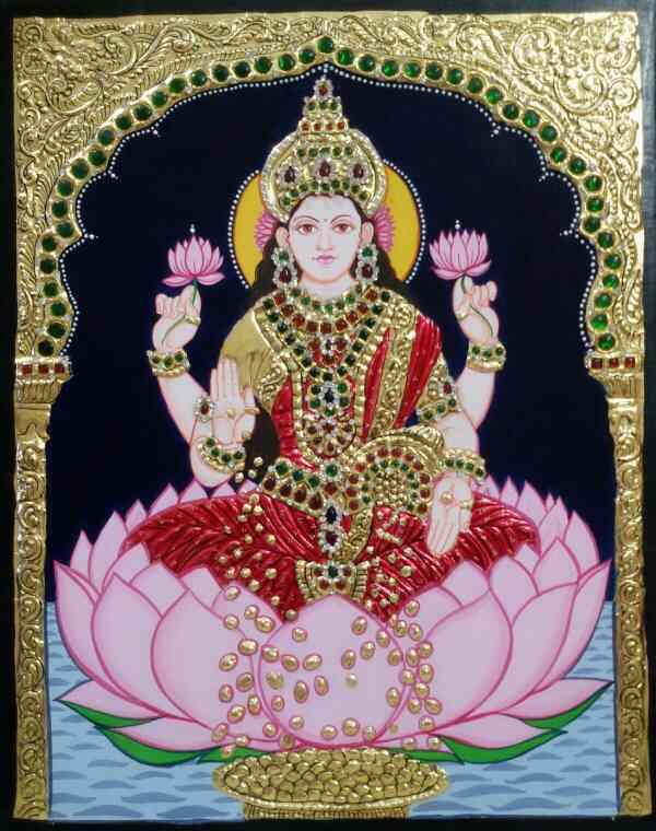 Tanjore painting Lakshmi Devi
size 12x15