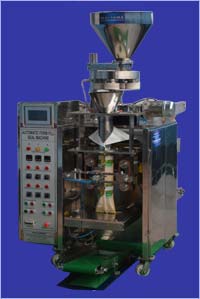 Packaging Items
Any type of free flow granular products like TEA LEAFS, CHANACHUR, CASHEW, SMALL BISCUITS, PULSES, SOYABORI, BHUJIA, PEANUTS, AND WHOLE Spice, DETERGENT POWDER etc.
Technical Specification
Out Put - up to 60 BPM
Filling Capacity - 5 gm, 1 kg
Filling Type - Cup Filler
Sealing Type - Fin Seal for Laminates / Lap Seal for LDPE
Packaging Materials - LAMINATE/ LDPE ANY HEAT SEALABLE PACKING MATERIALS
Machine Weight - 500, 800 kg (APROX)
Machine Dimension - WIDTH, 250 mm, LENGTH - 2600 mm, DEPTH - 1500 mm (ADJUSTABLE)