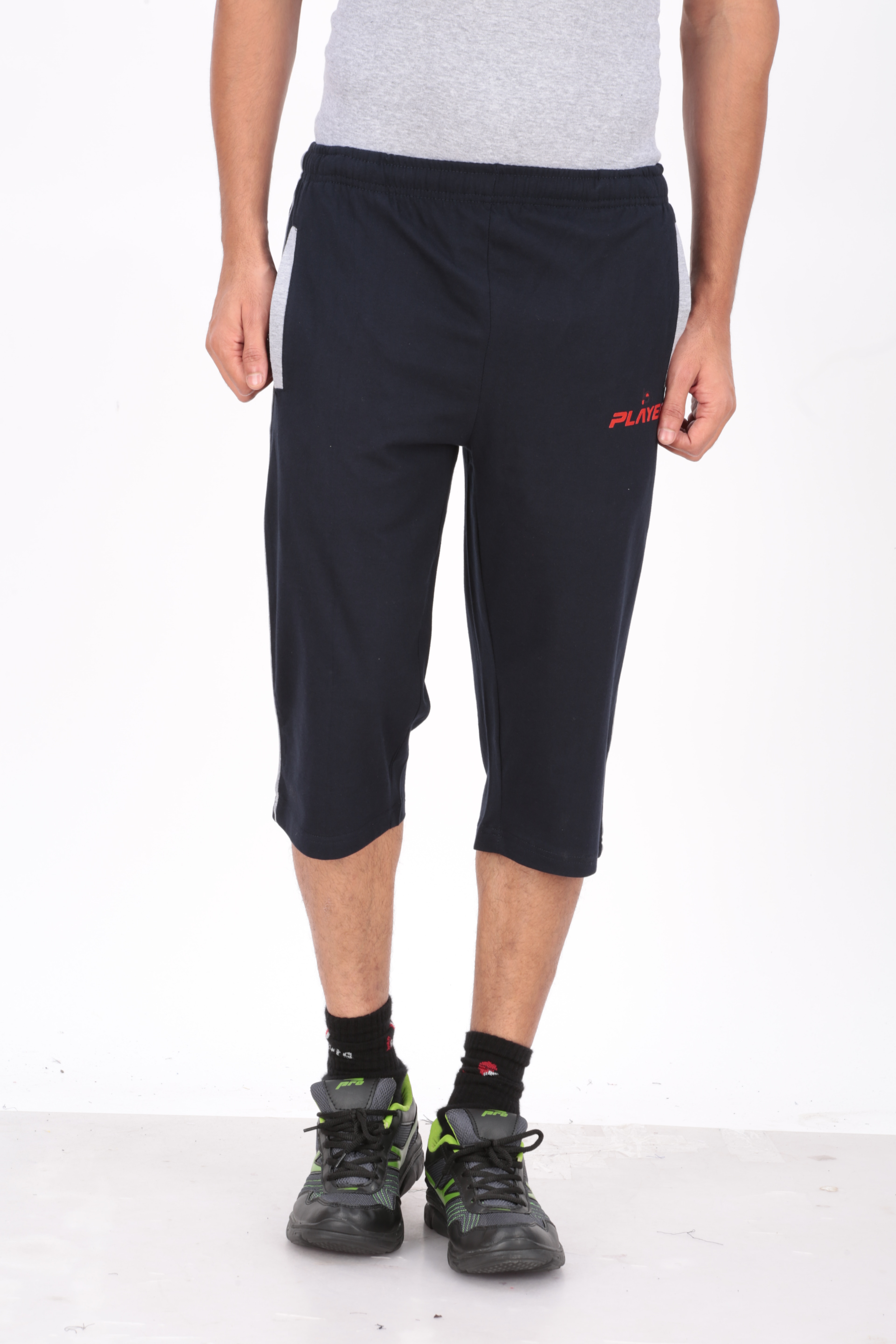 Indian Engineers manufacturing Three Fourth Pant Navy Melange Tip In tirupur.