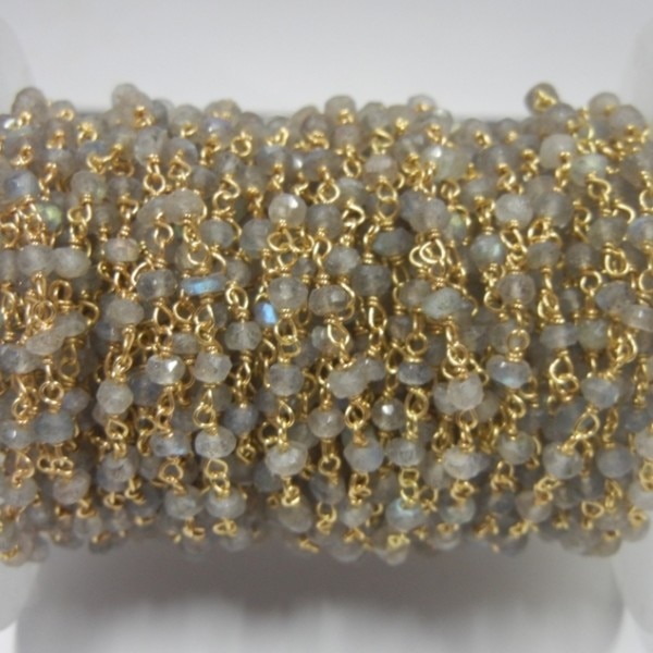 Gold Plated Labradorite Gemstone Rosary Chain - 3-4mm Faceted Bead Chain
Sold Per Foot
Metal - Gold Plated (Brass)
Stone Size - 3-4mm
Shape - Roundel