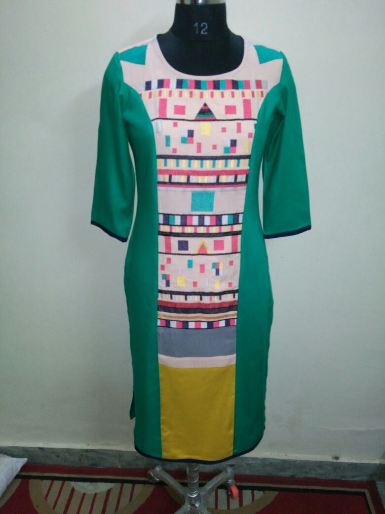 long kurta in ryon stple fabric with havy embroidery