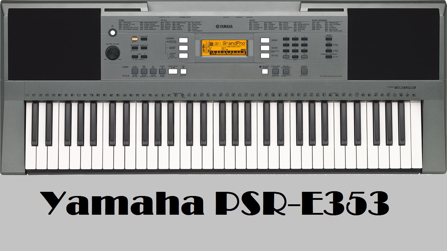 PSR-e353 is Jam-packed full of incredible Instrument Voices, Accompaniment Styles and fun Features. It's an ideal Portable Keyboard for Beginners and Hobbyists, Featuring touch sensitive Keys, On-Board lessons, Computer and Mobile device connectivity and much more. Touch-responsive keyboard for a broad dynamic range
A comprehensive library of 573 high quality Voices, including pianos, guitars, drums and orchestral instruments
Nine-step lesson function (Yamaha Education Suite) helps beginners learn to play songs
Connect your music player, turn the melody down with Melody Suppressor, and jam along with the music!
Use Master EQ to adjust the sound
Connect to an iPad/iPhone and expand your keyboard with software and apps
150 different arpeggio types provide remarkable expressive power
158 auto accompaniment Styles provide real-time band backing tracks. Music Database makes it easy to choose a musical category
The PSR-E353 comes equipped with easy-to-use onboard lesson Functions for Beginning players, and Comes with a touch-Responsive Keyboard that will satisfy more experienced musicians. In Addition to enjoying comprehensive library of 574
instrument Voices from around the world, you can also connect an Audio Player and play along with your Favorite songs, or connect to IPhone/iPad or your PC to use with a variety of different Apps and Software.