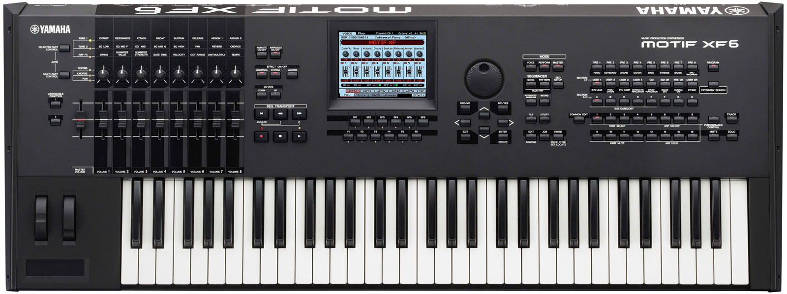 Features
Play and Perform - The Best Sounds Just Got Better
The 741MB of internal Wave ROM includes incredibly realistic pianos and acoustic instruments, vintage synths and the hip hop sounds that all of today's top producers are using.
The popular FSX (Motif XF6/7) and BH (Motif XF8) keyboards let you express your passion for playing.
A sophisticated 8-element synth architecture with XSpanded articulation and 18 different filter types let you shape your sound anyway you want, and the 8 front panel knobs and sliders make it easy to do even in real time.
1664 Voices and 97 Drum Kits put more sounds at your fingertips than ever before.
A Category Search function makes it easy to find the sounds you need.
Create and Produce - Get Instant Inspiration & Lightning-Fast Music Production Tools
512 Performances combine 4 Voices and 4 Intelligent Arpeggiators so you can instantly create backing tracks with Yamaha's intuitive Direct Performance Recording feature.
A 16-track Integrated Sampling Sequencer and the built-in 128MB of sample RAM let you:
Load new sample libraries
Add vocals and guitars to your Motif sequences
Slice audio loops to playback at any tempo
Use Real Time Loop Remix to create new grooves
Easily move back and forth between the loop based Pattern Mode and tape machine style Song Mode
An integrated Yamaha Digital Mixer -- that includes 3-band EQ for each part, 8 Dual Insertion effects, 2 System effects, an overall Master effect and Master EQ -- lets you create finalized mixes of your songs.
Direct-to-USB recording and playback lets you record your final mixes to any connected USB memory device as CD-quality WAV files, or play WAV files created on your computer back on the XF.
Customize and Make It Your Own
Up to 2GB of optional flash Wave memory – two slots accommodate proprietary Yamaha flash board options: a 512MB flash board and a 1GB flash board. Because this is flash memory, once you've loaded a sound, it's always in your Motif when you turn it on.
128MB of onboard volatile sample RAM -- for user sampling, loading and auditioning sample libraries or adding vocals and real instruments to your Motif XF -- sequences with the Integrated Sampling Sequencer.
An improved User Interface with many user-requested features like Tap Tempo, Drum Editing in Mix Mode, and Auto Mapping of samples, plus a new customizable UI for selecting your choice of color and positioning of key displays will be available for Motif XF in a future OS update.
Connect and Expand With New Possibilities
Computer connectivity (via USB, Ethernet or the FW16E FireWire option) and DAW integration features like 8 zone Master mode, DAW remote control and cross platform editors let you seamlessly integrate the Motif with any DAW software, including the bundled Cubase AI software.
www.yamahasynth.com hosts a global community of Motif experts, sound programmers and software application developers, and allows access to discussion forums, Voice libraries, Motif specific application software, tutorial videos and in-depth application guides.
New large format (512MB - 1GB) Voice libraries from Garritan, Sonic Reality, Easy Sounds and more plus new Motif-specific software tools, including waveform editors, sample format convertors and arp managers.
1. A high-quality collection of Voices, including powerful piano Voices provided from an enormous 741MB of waveforms
The Motif XF boasts a rich collection of instrument Voices that includes piano, EPs, strings, wind instruments, orchestral sounds, guitars, basses, and drums, as well as a wide variety of vintage and modern synth sounds. Of special note are the detailed digital re-creations of two Yamaha grand pianos (a 9' CFIII and a 7' S6) that only an acoustic piano manufacturer could achieve. The reproduction in minute detail of even very subtle nuances results in exquisitely crafted piano Voices that will satisfy even the most demanding players.
New waveforms have been added to the Motif XF, which now contains a huge total of 741 MB of waveforms.
Starting with the S6 piano, the 136 newly-added Voices include keyboard sounds such as those of clavinets and organs as well as a wide range of new sounds from orchestral to hip-hop. This huge internal wave memory ensures that the Motif XF is the best sounding and most versatile keyboard workstation right out of the box.
2. Up to 2GB of additional content available through flash memory expansion modules
Two flash board slots accommodate two proprietary Yamaha flash board options -- a 512MB board and 1GB board. With two 1GB boards installed, you have a total of 2GB of flash memory available to you. Because this is re-writable flash memory, once you've loaded a sample, it' s always in your Motif until you decide to replace it with something else.
The samples could be some of the new Motif Voice libraries or they could be your own samples -- the back ground vocals from your latest album that you need to take on the road, your favorite VST sound that you've converted to Motif format or even that coffee pot in your kitchen that you know will make a great snare sound. Wherever you get the samples, you can now