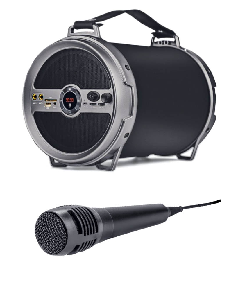 Portable Hi-Fi speaker with 6” (15.24cms) Woofer Driver
Powerful Bass and Dynamic Sound effects
Play music from Bluetooth® enabled devices
Multiple Inputs - Bluetooth® | USB | SD/MMC | AUX
Connect up to 2 Wired Mic - Supports Karaoke
LED display to view digital numbers and working status
Built-in FM to enjoy your favorite radio stations
Carry in style with its handle
Built in rechargeable battery
Ideal for home, offices, small class rooms and picnics
Free Wireless Mic Bundled with Remote
MRP : Karaoke Barrel V2.0 - Rs. 4,999.00
Warranty : 1 Year