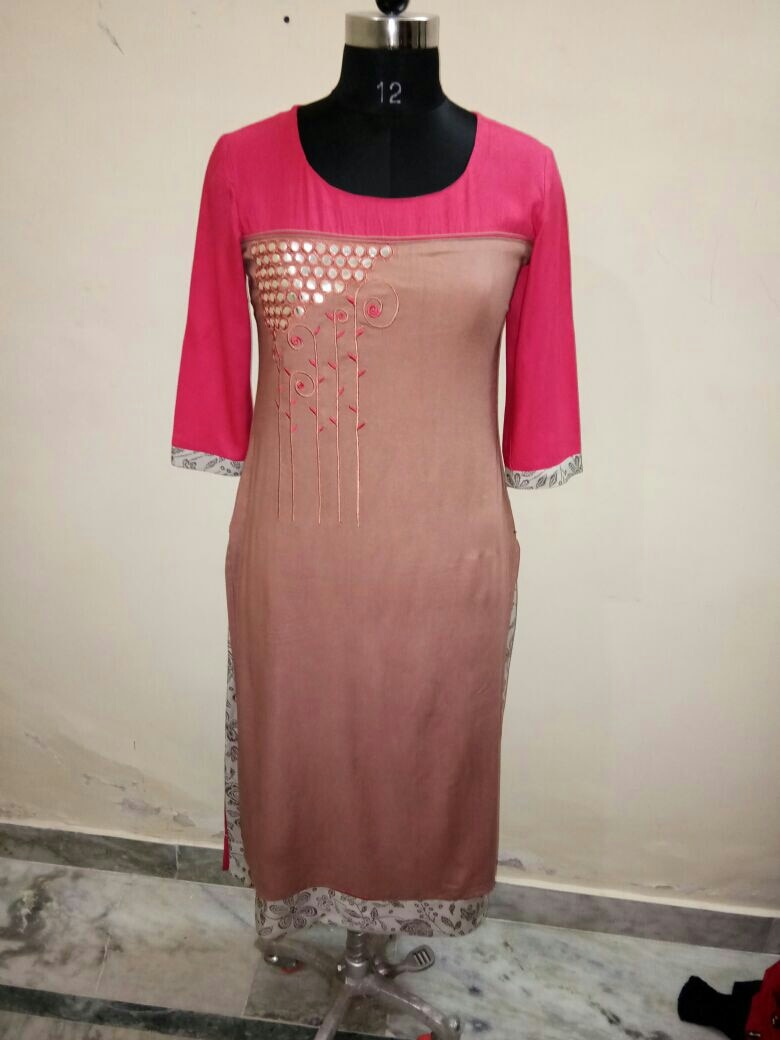dubble layer kurta with embroidery
