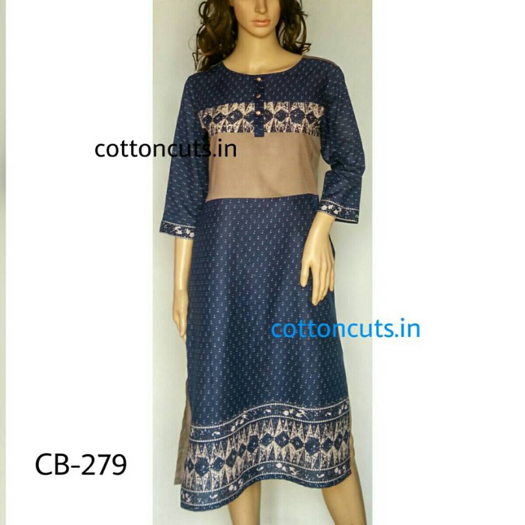 Length of Design(Inches) -44
Bust Sizes in Inches - 38/40/42
Inside Margin for expansion-2 inches
Colours available - One
Fabric Used - Pure Cotton Cambric and Modal
Designer Casual wear Kurti in rounnd neckline done with handwork on beige modal patch at the front