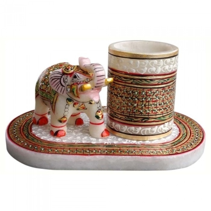 Marble Table Top Pen Holder with Elephant are made by the hands of the expert artisan from Jaipur with hand Painted Art work which gives the decorative look to table top which is use for decor as well as gift purposes.
PRODUCT SPECIFICATION:
*Material-Marble
*Color-White , Red and Multicolored Hand Painted art Work
*Application- use for decor as well as gift purposes , corporate gift , personalized gift