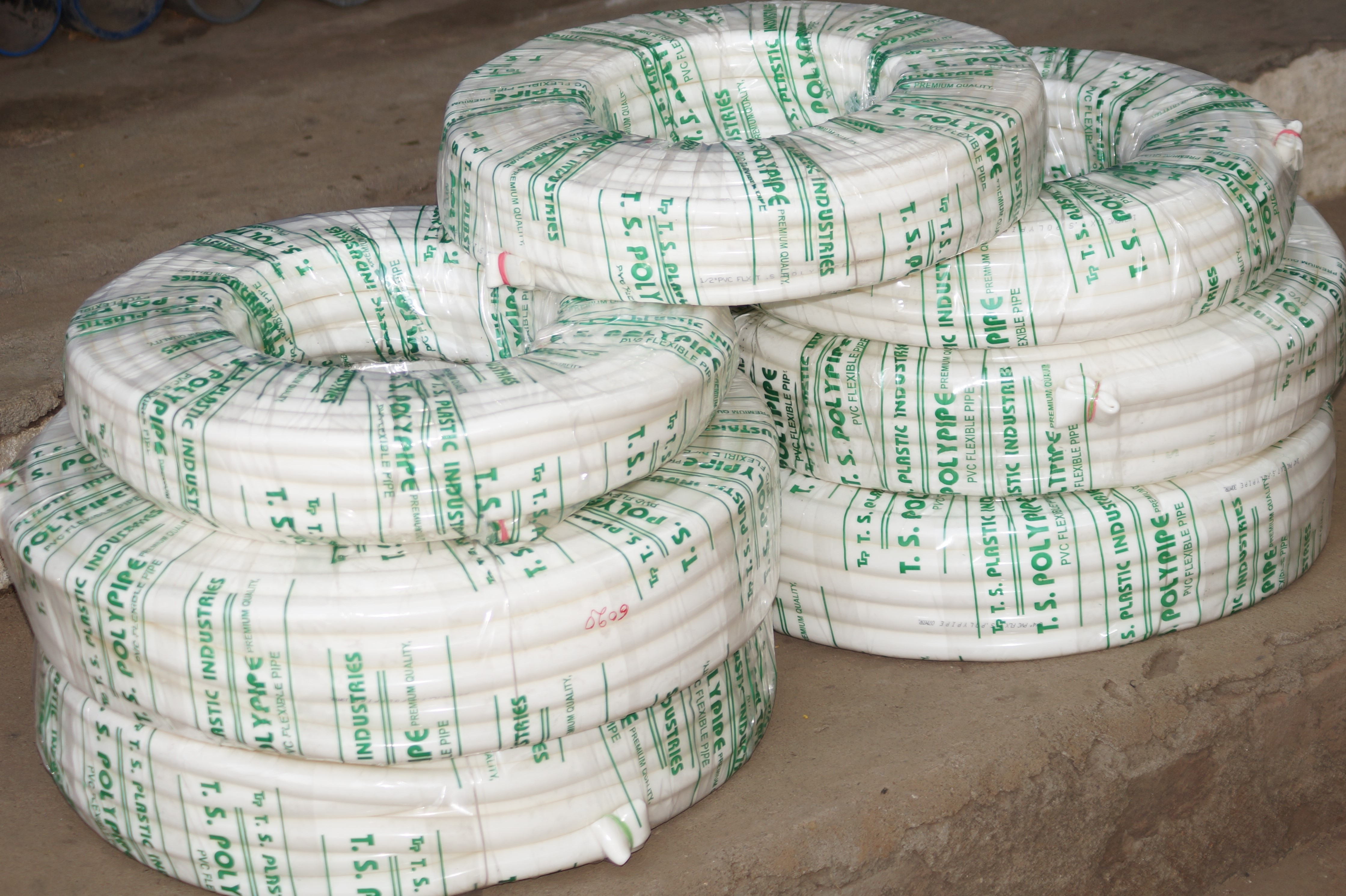 PVC flexible garden T.S poly pipes are made out of the best raw material available. In the Indian market ,At present T.S poly pipes are available in 1/2