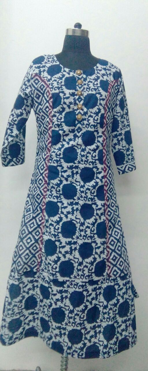 Long Cotton Printed Kurti with Skirt