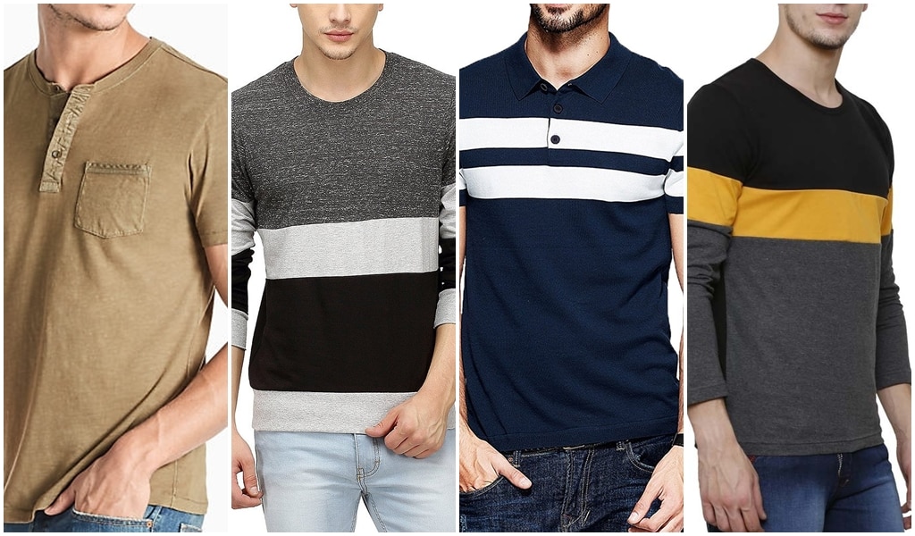 Yarn Dyed Men's T Shirts for Round Neck and V Neck