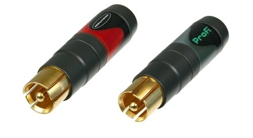 Pair of professional `Phono Plug` (`RCA`- or `CINCH`- type) - marked red and black.
Including 2 x 2 strain reliefs for cable O.D. 3.0 mm to 7.3 mm. Additional strain relief for cable O.D. up to 8.0 mm available as accessory.
Features & Benefits
Makes ground before signal contact and breaks signal before ground
No more disturbing noise and broken speaker cones
Precisely machined to our demanding quality standards
Neutrik unique chuck type strain relief
Gold plated contacts
Sleek barrel with soft touch surface and coloured shrink sleeve
Improved ground solder lug for ease soldering