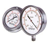 Nominal Size (mm) 40, 50, 63, 80, 100, 150, 250.
Scale Range 0.. Vacuum to 700 Kg/Cm² and above on request.
Accuracy in FSD 1%
Thread connection 1/8