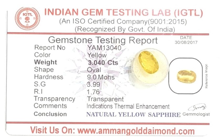 Yellow Sapphire or Pukhraj is a Gemstone that is ruled by the Planet Jupiter. The Color is about light Yellow, is an expensive but safest stone considered. Mostly, it is worn for prosperity and leisure and is said to be good gemstone for those who are in business or industries. Wearing Day: Should be worn on Thursday Evening before Sunset. Cautions: One should remove and get a new one if the Gemstone get cracked or consult your astrologer. Yellow Sapphire / Pukhraj, unless an learned astrologer suggest or recommend so