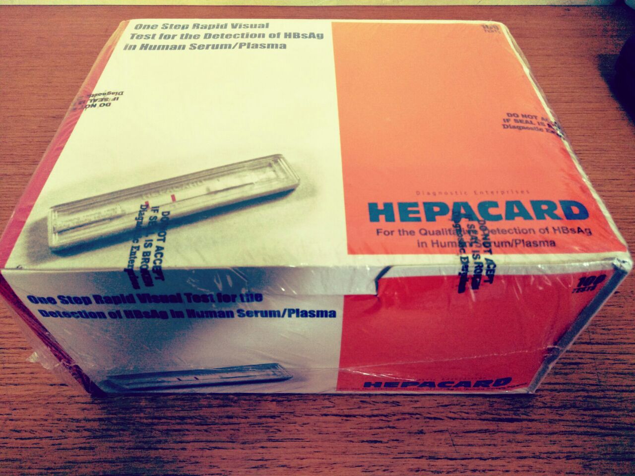 FEATURES:
Detects all the 11 subtype of HBsAg.
Antigen Sensitivity- 0.5 ng/ml.
No sample preparation required.
See through Device for easy result interpretation.
Shelf life-18 months at 2-8°C.
100% Sensitivity & 99.4% Specificity by WHO Evaluation.
USES:
HEPACARD is visual, rapid, sensitive and accurate one step immunoassay for the qualitative detection of Hepatitis B surface antigen (HBsAg) in Human serum or plasma.The assay is intended to be used as an aid in the recognition and diagnosis of acute infections and chronic infectious carriers of the Hepatitis B Virus(HBV).