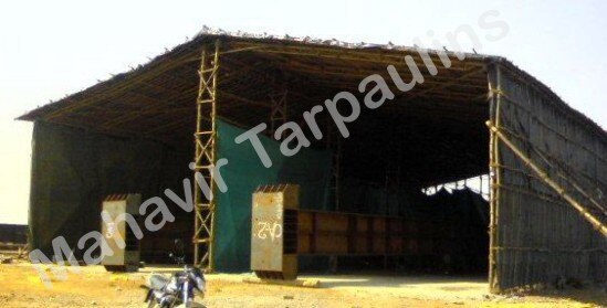 Monsoon shed builder are erected as per your specification & requirement in your own premises anywhere in India. MONSOON SHEDS are made up of Bamboos suru ballies, Tarpaulins, ropes, Plastic etc. Monsoon shed is just a Temporary warehouse to protect your goods from Rain & Sun in your own premises