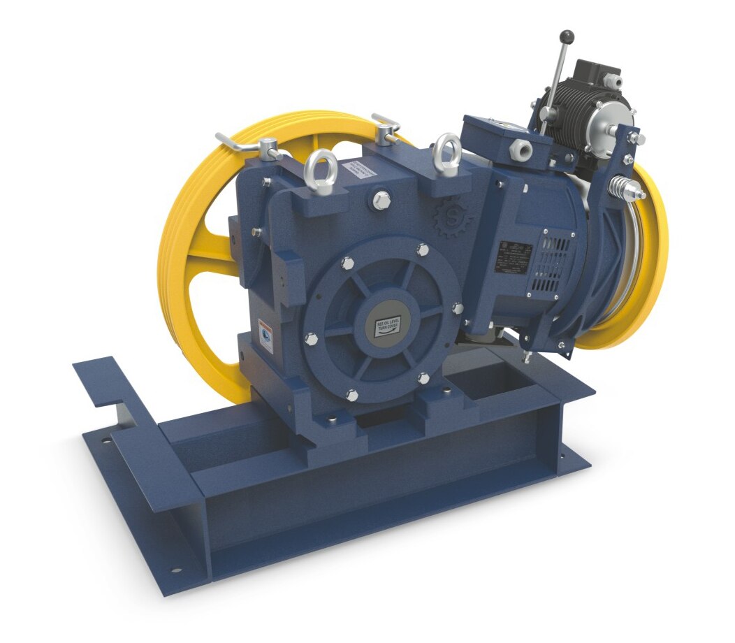 Static Load (Kg) 3000
Gear Ratio 1/41
Power Range (Kw) (6 Pole) 3.0, 3.7
Brake Voltage (D.C) 48, 60, 110, 220
Sheave Range (mm) 360 , 400 , 480 , 530 , 560 , 600
Oil Capacity (Ltr) 3.0
Weight (Kg) 230 (Without Bed Plate)*