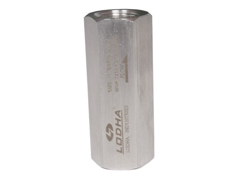 Inline Check Valve
Specifications:
Pattern: Straight
Design: Single Pc Design & 2 Pc Design
Rating: Up to 50,000 psi
Connections: BSP & NPT, BSPT & Other Thread on Request
Standard: Metal to Metal & Soft Seat (Optional)
Soft Set: ‘O’ ring Viton
Size: 1/4” & 2”
Body Stock: Bar Stoke & Forged Steel
Material: SS, CS and other Material & Other as Per Your Requirements.