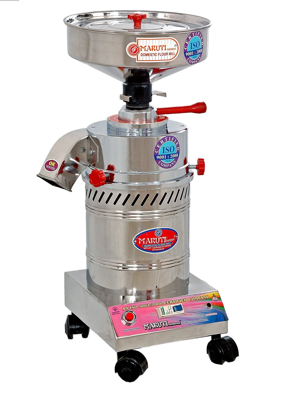we are manufacturing and supplying an exclusive range of Domestic Flour Mill.
It is extensively used for grinding wheat to make flour.
Keeping in mind the ever-evolving requirements of our precious clients.
Technical Specification:
Weight-26 kg(Approx).
Structure Of Body-Stainless Steel and Cast Iron.
Power Supply-A.C 220 v 50 Hz Single Phase.•
Electric Motor-1 H.P (Light Model)
Electric Consumption-1 Unit /Pre Hour(Approx).
Capacity Per Hour For Corn/Spices Approx (Kg.)
Wheat-7to9 kg.
Juwar-5to7 kg.
Millet-5to7 kg.
Chana(Dry)-7to10 kg.
Adad-7to10 kg.
mag-7to10 kg.
Coriander(Dry)-8to10 kg
Black Pepper-6to8 kg.
Dry Chilly-7to9 kg.
Advantage:
1.Low maintenance.
2.Robust design.
3.High functionality.
Watch Video:- https://youtu.be/MTBea0vlIj0