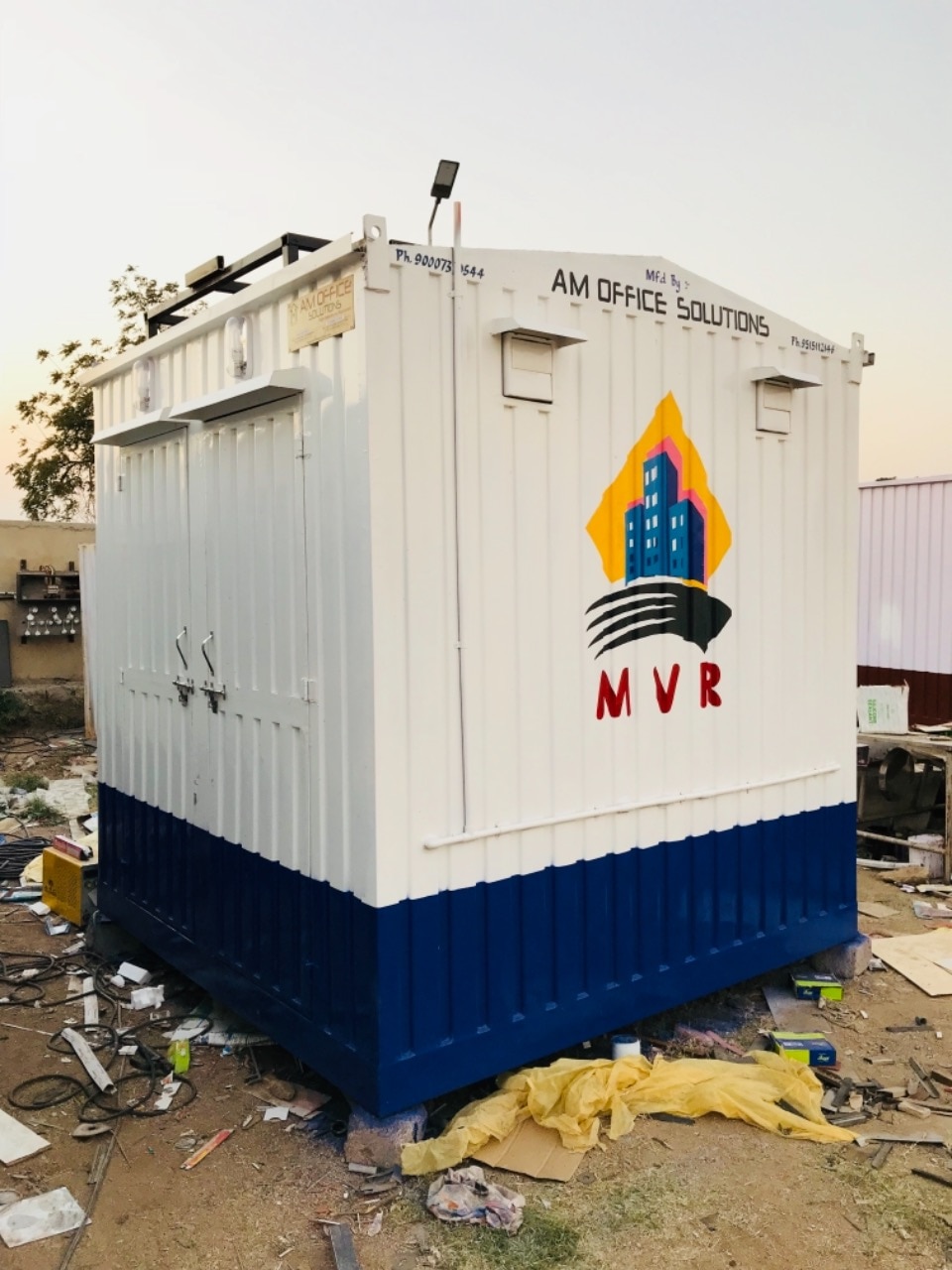 TECHNICAL SPECIFICATION :
Container Dimension:–8’ (length) x 4’ (width) x 8.5’ (height).
1. M. S. Corrugated Exterior.
2. Insulated Door. Size 3’ x 6’.5’’Lockable.
3. Painting “Water Proof Paint” Safe from Rain and Sunlight.
4. Thermocol Installations on Top & 4 Sides.
5. On Four Sides Water & Fire Resistance Hylam Sheets Installed.
6. Water Pipes Installation.
7. Water tank stand on the top of the cabin.
ELECTRICAL FITTINGS: -
1. Exhaust Fans.
2. Bulk Head Light Outside the Cabin.
3. Switches & Electricals Fittings.
4. 1 Bulb inside.
5. Main Cable Entry Socket with Aluminum.
Toilet (4’x4’)
• IWC.
• Wash Basin.
• Health Faucet.
• Tap.
• Water tank stand.