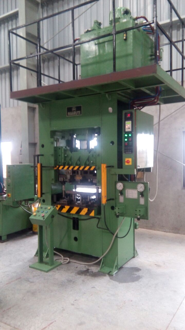 Capacity : 10 TON to 2000 TON *
Stroke : up to 1500 mm *
Daylight : Up to 2000 mm *
Table size : 1000 X 1200, 1500 X 1100, 1800 X 1250 etc. *
Die-cushion or Ejector capacity : 5 TON to 150 TON *
Die Cushion or Ejector Table : 500 X 500 etc *
Die Cushion or Ejector Stroke : 50 mm to 250 mm etc *
Power : HP *
(* Subjected to Customer Requirement)