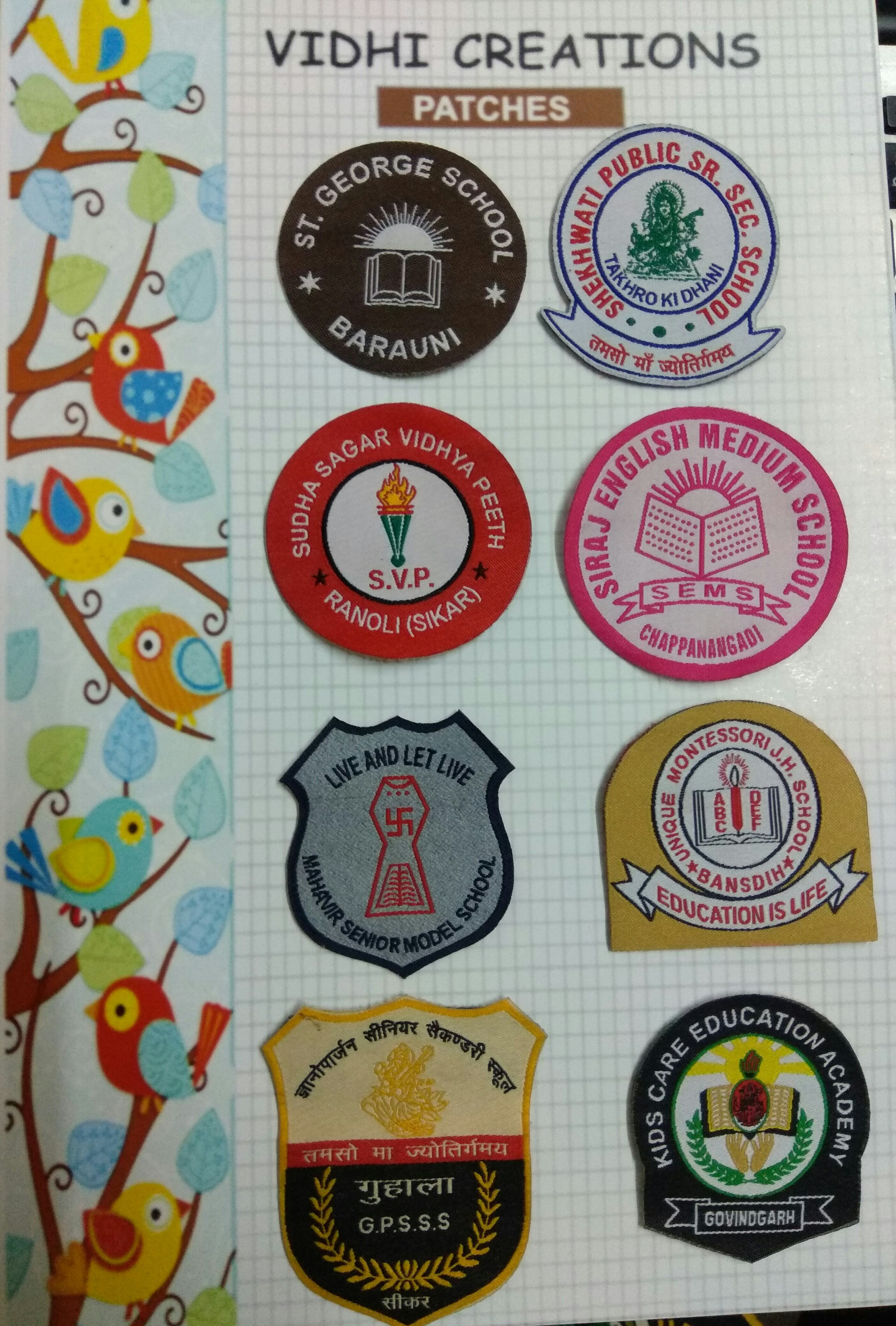 ALL SHAPES OF ALL TYPES OF SCHOOL PATCHES AVAILABLE AT BEST PRICES