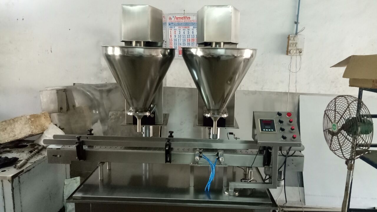 EVA PACK MACHINERY supplies various types of Pharmaceutical, Food, Oil, Ayurvedic, Machinery Process, production and packaging. We also manufacture machines for small-scale production or pilot plants.
EVA PACK MACHINERY is thriving on efficient leadership, engineering excellence, cutting technology and professional approach. We have established ourselves as one of the leading supplier and manufacturer of various types of Machines for all above segments.
Auger filler, also known as semi automatic powder filler which is used to fill accurate weight size of powder in bottles, pouches.
Auger filler is powder filling equipment which can be set to fill various types of powder.
Auger filler is also available in weighing & filling of powder.
Powder filling machine is majorly used for filling free flowing powders and non free flowing powders.
Powder filling machine also known as auger filler and powder dozing machine which is suitable to fill 50gm to 5000gm of any powder in bottles, cans, jars, tubs.
Powder filling is automatic filling machine runs of volumetric filling principle.
Weighing & filling of powders is optional feature of powder filler.
Powder filling machine is widely used for milk powder filling, bottle filling, jar filling, container filling, cosmetic powder filling,chemicalpowder filling, talcum filling, juice powder filling, salt filling, sugar filling, nutrition powder filling, can filling, food powder filling. Auger filling equipments are used in chemical powder filling, milk powder filling, and cocoa milk powder filling.Ayrvedic powder
Face powder filling is ideal use of powder filler and auger filler. Filling by powder filler or auger filler is completely dripped free and accurate in weight.
Powder filling machines are mostly used in pharmaceutical, Ayurvedic filling & food filling as a filler or dispenser. Desired speed can be achieved by powder filling machine by adding filling heads Major auger fillers are available in single or double heads Powder Filling machine can produce 15-40 bottles per minute by adding multiple heads to filler head.
FEATURES
Compact design, fast output with weighing system.
Digital display panel.
Contact parts are in S.S. 304.
Auto tare system& manual setting for weight.
Flexible pouch holder for different size of pouch.
Foot operated function for avoid wastage.
Wide packing range in single compact machine.
Continues rotation of adjustable stirrer inside the hopper de-aerates to maintain uniform bulk density of the product.
APPLICATION : Any type of powder/granules.
CONTCT PARTS : S.S.304
OUT PUT : 10-60 Fills/minute. (Depending upon the material characteristic,
And filling Volume).
HOPPER CAPACI TY : 25Kgs.
FILLING VOLUME : 50gm to 1kgs. (With different size of augur and funnel).
LOAD CELL : 6Kgs.
POWER : Three phase 440v. 1h.p.
MACHINE DIMENSION: (L) 800mm (W) 500mm (H) 1650mm.
NET WEIGHT : 360kgs. Approx.