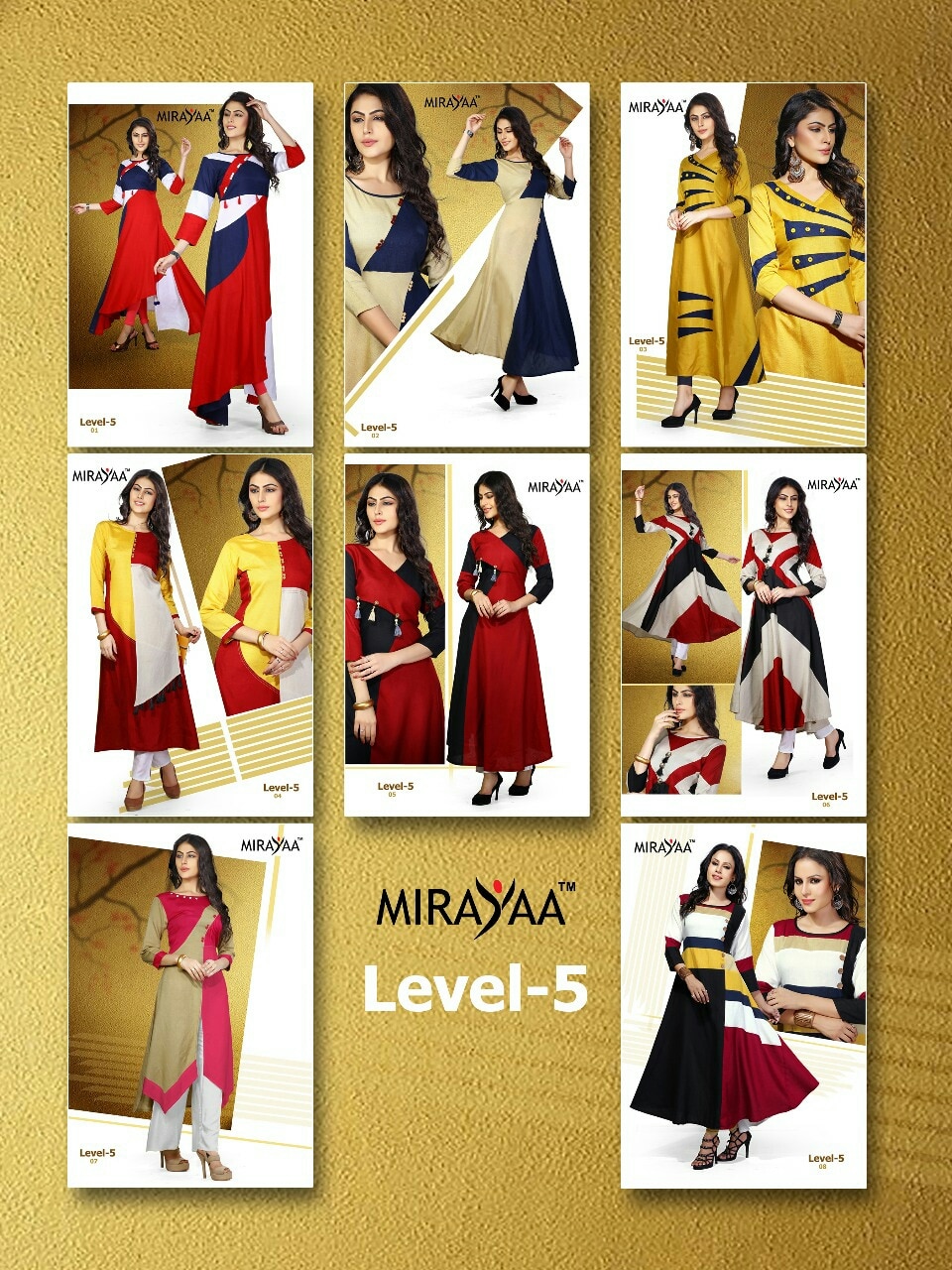 Name : *LEVEL 5*
Occassion Party And Regular Wear
Fabric : Heavy Reyon Flex With Stitching Pattern
Full Length With Flair
Size : L XL XXL
8 Designs.