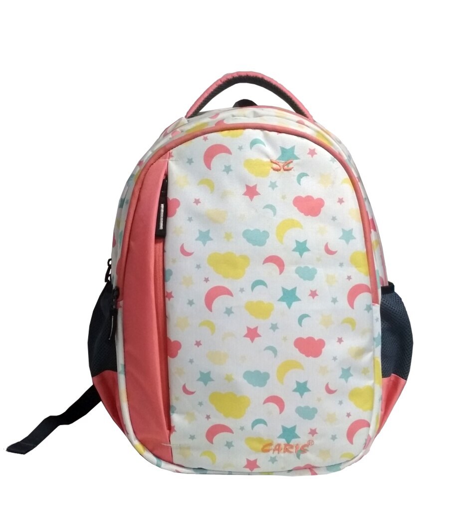 The Caris Printed backpack's adjustable, padded, shoulder straps make the backpack comfortable to wear even when loaded with all your gear. A zipper compartment on the side provides a quick-access space for mobile phones or other small items. On the opposite side is a meshed pocket to hold your water bottle.