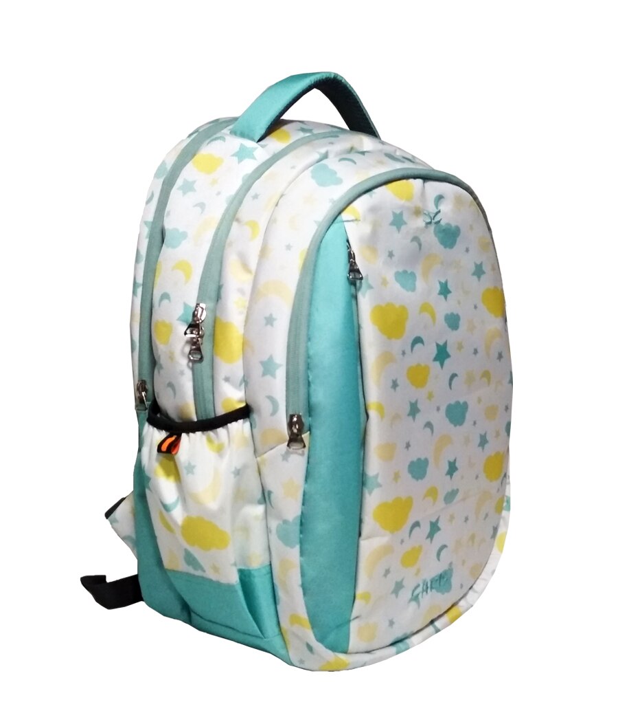 The Caris Printed backpack's adjustable, padded, shoulder straps make the backpack comfortable to wear even when loaded with all your gear. A zipper compartment on the side provides a quick-access space for mobile phones or other small items. On the opposite side is a meshed pocket to hold your water bottle.