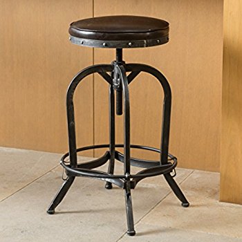 iron bar stool with leather seat