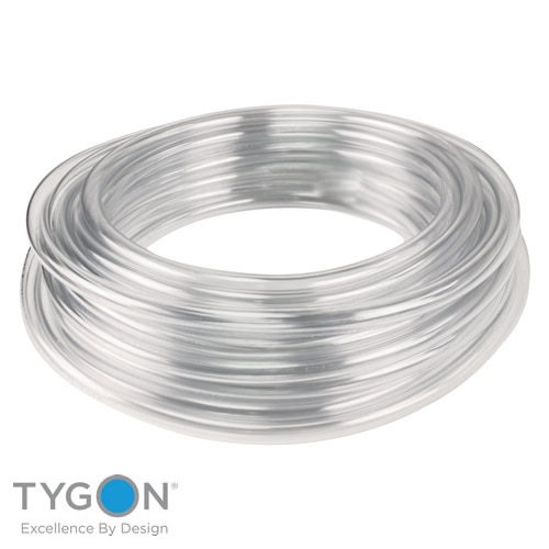 TYGON - Laboratory Tubing - Part No-ACF00010 - ID x OD inch - 5/32 x OD 9/32 - ID x ODmm - 3.97 x OD 7.1 Details:
Tygon Laboratory Tubing Details:
Crystal clear and flexible.
Tygon Laboratory Tubing handles virtually all inorganic chemicals found in the lab.
It is non-oxidising and non-contaminating.
This tube can be autoclaved and is flexible even at -43°C.
Durometer hardness Shore A55.
Can be used with condensers, incubators, gas lines, drain lines, etc.