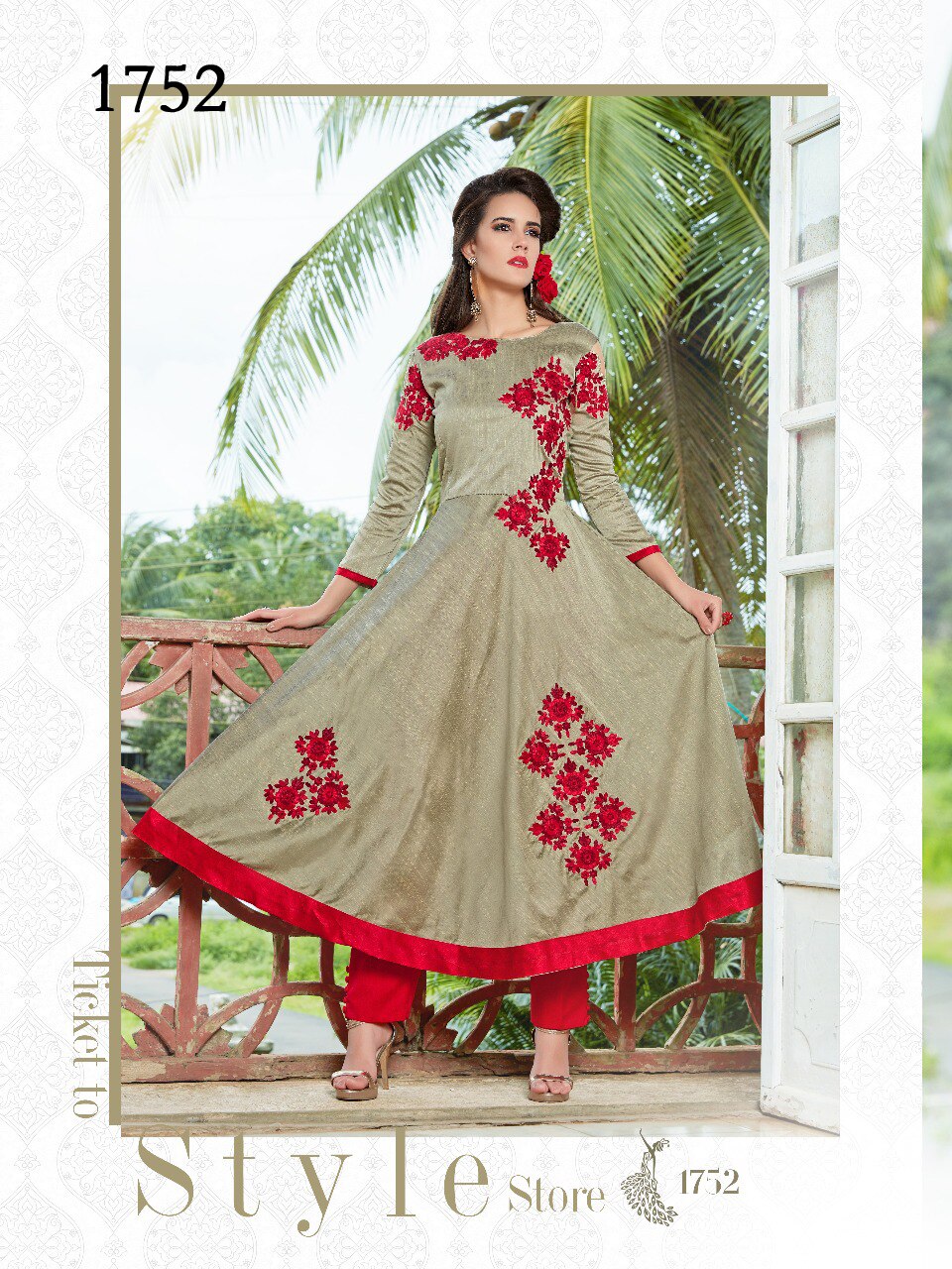 Kosa Silk Flared Kurti (D.No. 1752 