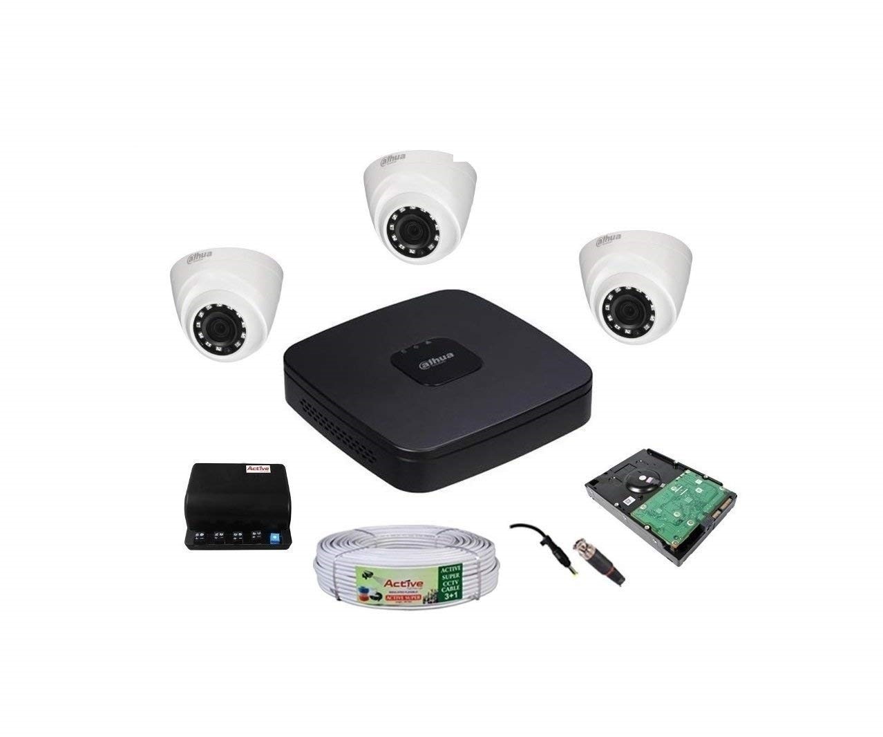 • Dahua FULL HD 2-MP 1080P DVR 4CH 1-Pcs, 1TB SURVELLANCE HDD.
• Dahua FULL HD DOME 2-MP 1080P Dome Night Vision Camera 3Pcs.
• FEECOM 3+1 Copper Cable, FEECOM Power Supply, BNC 6Pcs, DC 3Pcs. ( Installation is not included.)
• 2 Years Seller Warranty Of Camera & DVR. 3- Year Warranty Of HDD & 1-YEAR Power Supply. (BNC, DC, Adapter, Mouse, Cable, Physical Damaged, Burned & short circuited Products are not Cover In Warranty (as per company norms) & Installation Services are Not Include.
( SOLD & FULLFILLMENT BY FEEDLINE COMMUNICATIONS )