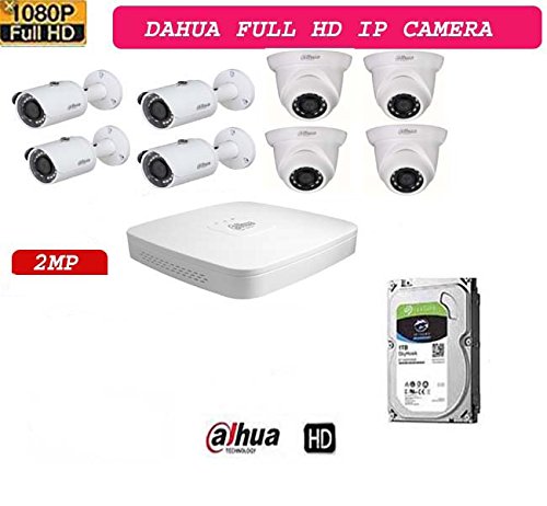 DAHUA NVR2108HS-4KS2 8CH HD NVR 1Pcs,Dahua IPC-HDW1230S Dome camera 4Pcs, Dahua IPC-HFW1230S Bullet camera 4Pcs. 1 TB Seagate/WD Purple Surveillance Hard Drive 1Pcs, 1/3” 2Megapixel progressive CMOS H.265& H.264 dual-stream encoding 25/30fps@1080P(1920×1080) DWDR, Day/Night(ICR), 3DNR, AWB, AGC, BLC Multiple network monitoring: Web viewer, CMS(DSS/PSS) & DM 2.8 mm fixed lens (3.6mm optional) Max IR LEDs Length 30m IP67, PoE 1/2.7” 2Megapixel progressive CMOS H.265& H.264 dual-stream encoding 25/30fps@1080P(1920x1080) DWDR, Day/Night(ICR), 3DNR, HLC, AGC, BLC Multiple network monitoring: Web viewer, CMS(DSS/PSS) & DMSS 2.8 mm fixed lens (3.6mm optional) Max IR LEDs Length 30m IP67, PoE H.265/H.264 codec decoding Max 80Mbps incoming bandwidth Up to 8Mp resolution preview&playback Up to 1ch@8 MP/4ch@1080P decoding HDMI/VGA simultaneous video output