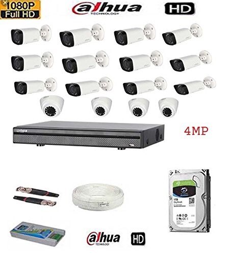 DAHUA XVR5116H-4KL 16CH HD DVR 1Pcs,Dahua HAC-HDW1400R Dome camera 4Pcs, Dahua HAC-HFW1400R-VF-IRE6 Bullet camera 12Pcs. 2 TB Seagate/WD Purple Surveillance Hard Drive 1Pcs, CCTV Copper Cable 1 Bundle, Bnc 32 Pcs, Dc 16 Pcs, 16CH Power Supply 1Pcs 1/3″ 4Megapixel CM 4MP (2560×1440) 25/30fps@4mpx OSD Menu, control over coaxial cabl DWDR, Day/Night(ICR), AWB, AGC, BLC, 2DNR 2,8mm fixed lens Max. IR LEDs length 20m, Smart IR IP66, DC12V Max 30fps@4MP HD and SD output switchable 2.7-13.5mm vari-focal lens Max. IR length 60m, Smart IR IP67, DC12V Embedded Processor, Embedded LINUX OS, H.264+/H.264 Dual-Stream Video Compression Support HDCVI/CVBS Video Inputs, HDMI Output up to 4K(3840x2160) Resolution Max 8+4=12 Channels IP Camera Inputs, Each Channel up to 8MP, Max 48Mbps Incoming Bandwidth Smart Search and Intelligent Video System
( SOLD & FULLFILLMENT BY FEEDLINE COMMUNICATIONS )