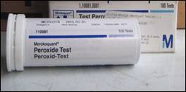 Owing to our wide experience in this domain, we are leading organizations, engaged in offering Peroxide Strips Merck. Our offered Peroxide Strip Merck is highly appreciated among customers all across the nation. The offered peroxide strip is tested on numerous parameters of quality in order to deliver quality range. Also, this peroxide strip is processed by utilizing high grade ingredients and sophisticated technology.
Features:
Completely tested
High effectiveness
Accurate composition
Specifications:
Molecular weight: 206.03
Density: 1.45 (60% aq.)
Purity: 35% 50%