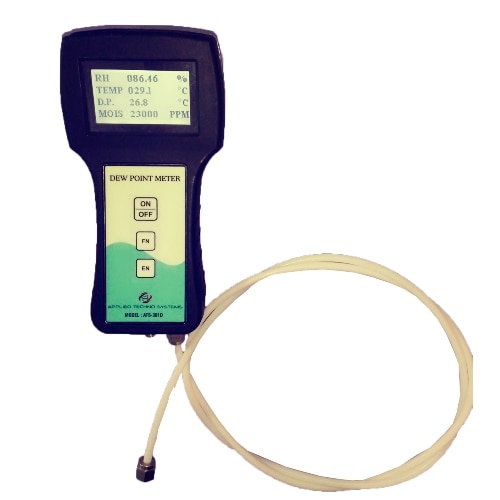 We are engaged in offering our clients a high quality range of Portable Dew Point Meter. The offered meter is manufactured as per the set industry standards using quality approved raw-material and latest technology. Offered meter is designed to measures dew point, Moisture and temperature faster and accurately over a wide measurements range .Keeping in mind the diverse necessities of our clients, we provide thus meter in various specifications. In order to ensure the quality of the offered meter products, our skilled professionals perform a series of test against various parameters.Relative humidity and dew point both give us an idea of the amount of moisture in the atmosphere; however only dew point is a true measurement of the atmospheric moisture.Relative humidity is defined by the National Weather Service as the amount of atmospheric moisture present, relative to the amount that would be present if the air were saturated. But what does that really mean? In short, the relative humidity is a function of both the moisture content in the atmosphere and the actual air temperature. By itself, it does not directly indicate the amount of moisture present in the atmosphere.Application: Dryer & Compressed Air Laboratory Analysis Light bulb manufacturing Industrial gas manufacturing Heat treatment/Food Packaging Petrochemical / Petroleum industry