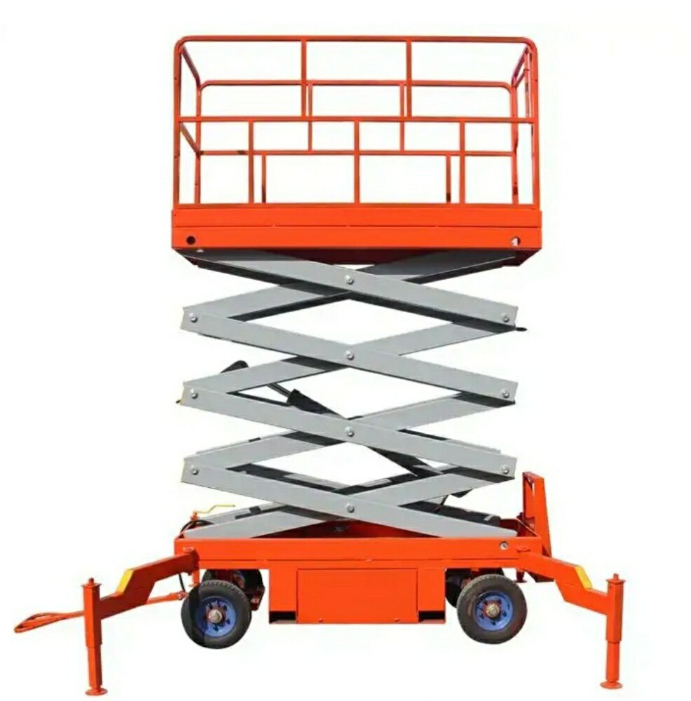 Working height: 12 meters
Maximum platform lifting height: 10 meters
Load capacity: 500 kg
Platform size: 2100 x 1230 mm
Platform extension: 900 mm
2 control systems; on the platform & at ground level control panel
Motor: 2.2 kW
Power: 220 V; 50 Hz
Anti skid chequered plate on platform
Level indicator
Dimensions (LxBxH): 2250 x 1350 x 1530 mm
Net weight: 1360 kg