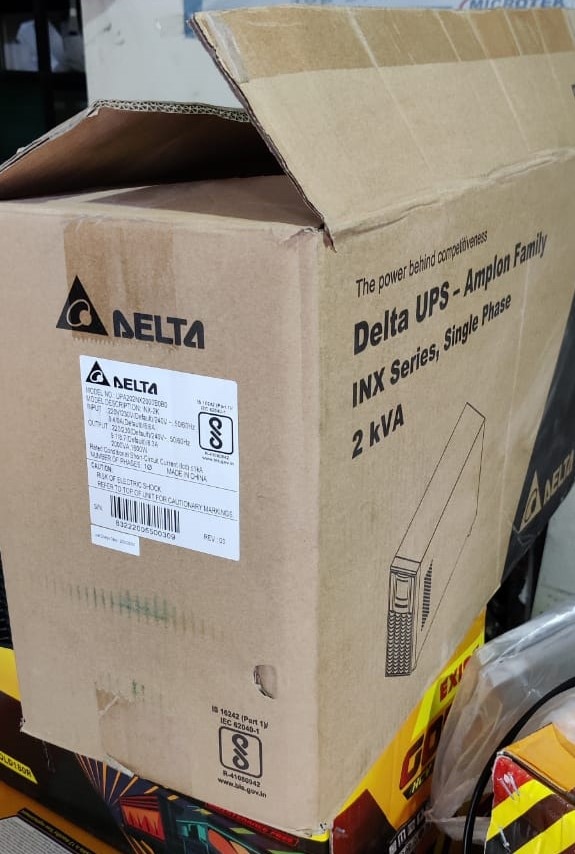 2KVA Delta online UPS with 1 year warranty. Hardly 1 month used. Box Packed UPS.