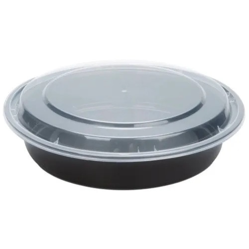 Black Plastic Round Food Container