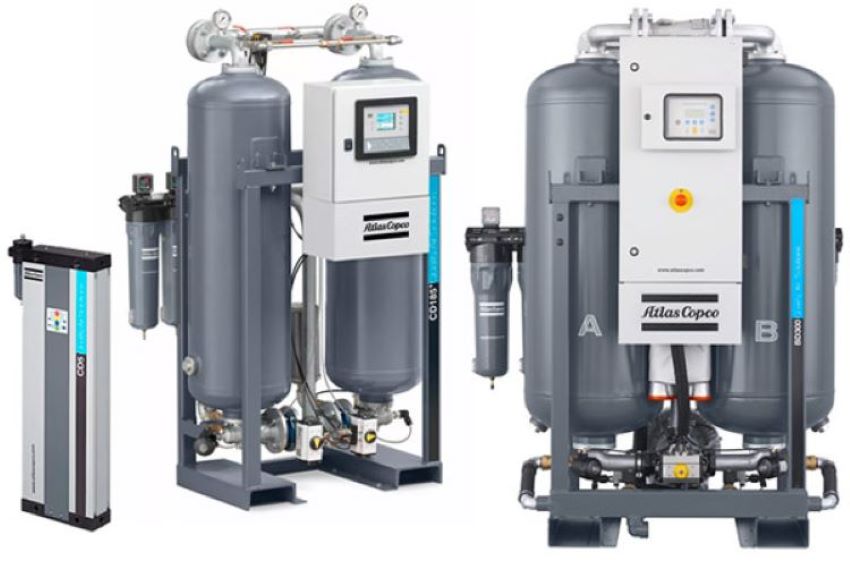 Absolutely Moisture Free Clean Compressed Air Air treatment, a crucial investmentWhy you need quality air ?Compressed air contains oil, solid particles and water vapors. Together, they form an abrasive, often acidic, oily sludge. Without air treatment, this murky mix will enter your compressed air system, corroding pipe work, damaging pneumatic tools and potentially compromising final products.Meet your specific requirementsAtlas Copco desiccant dryers offer the right air quality for your application with pressure dew points as low as -70°C/-100°F or ISO Class [-:1:-].Atlas Copco desiccant dryers, quality you can trustSafeguard your production and your reputation Atlas Copco desiccant dryers protect the reliability of your production and the quality of your products. The high-performance dryers remove the moisture from your compressed air with a standard pressure dew point of -20°C/-5°F, -40°C/-40°F and -70°C/-100°F. For complete peace of mind, you can even set your dew point to meet the specific needs of your application.Set new quality standardsTested according to ISO 7183:2007, Atlas Copco desiccant dryers meet and often exceed international standards for compressed air purity.Naturally, all our dryers provide full protection of electrical components, controls and displays.Drive down energy costsAtlas Copco desiccant dryers come with a range of energy-saving features that cut your carbon footprint.A pressure drop below 0.2 bar/2.9 psi drives down energy costs.Dew point sensing and control adjust energy consumption to the real load of the dryer.An adjustable dew point enables you to adapt the dryer to your actual needs.Enjoy easy installationand long maintenance intervals Thanks to their compact all-in-one design, the dryers are an unobtrusive presence on your production floor. Delivered ready for use, their installation is quick and easy. All internal components are readily accessible to facilitate maintenance. Thehigh-grade desiccant and durable valves extend maintenance intervals beyond the standard three years.