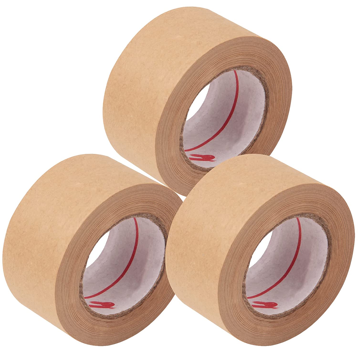 thumbnail image 2 of 3'' X 650 Feet Reinforced Water Activated Gummed Kraft Paper Tape, For Heavy Duty Secure Packing Shipping, Tamper Evident Gummed Tape, Brown - 3 Rolls 2 of 12