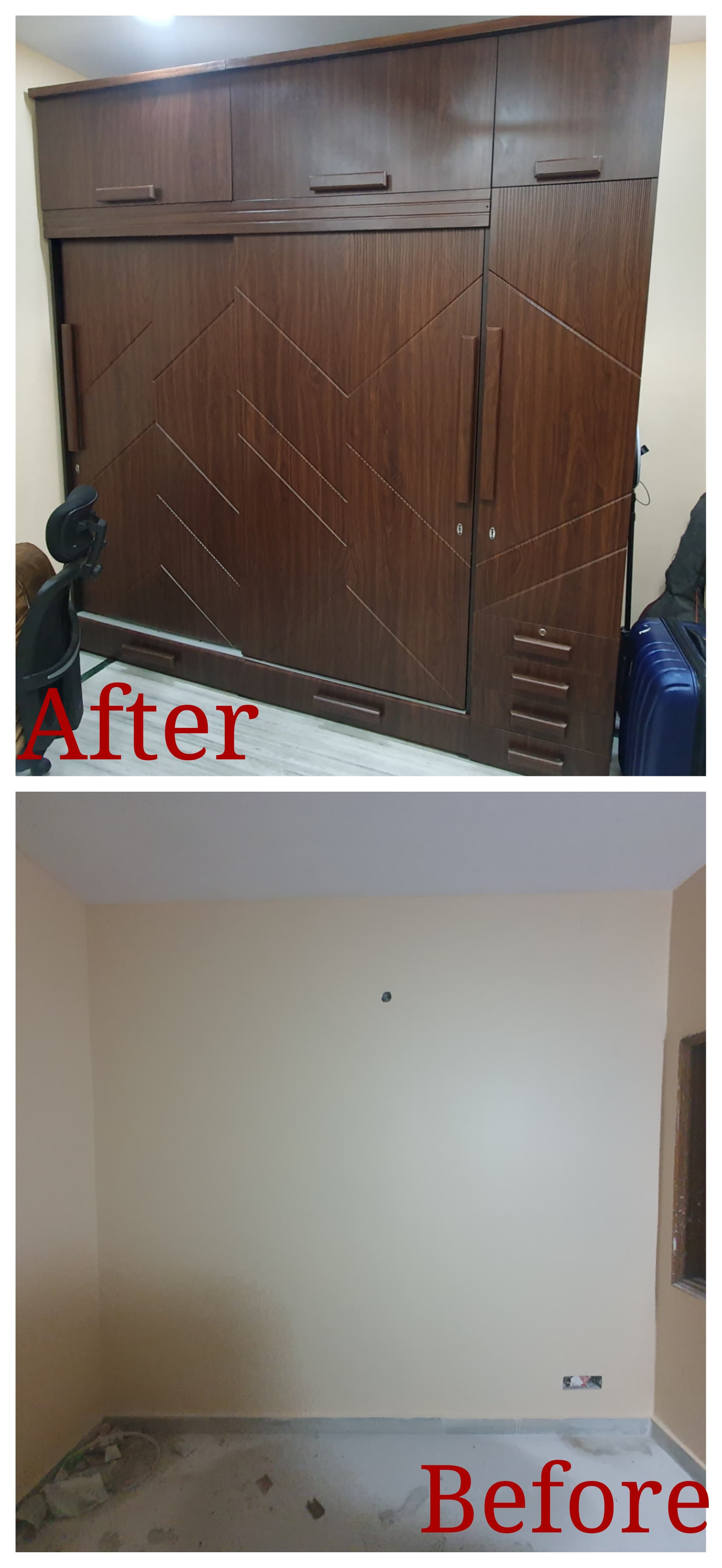 A wooden sliding doo