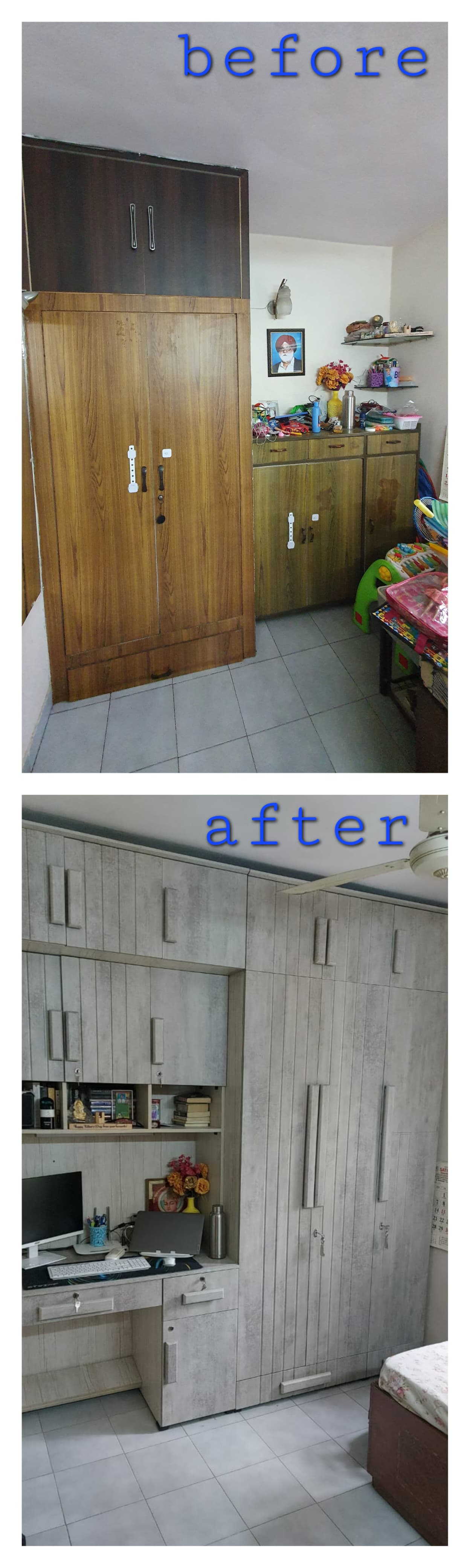 A wooden almirah wit