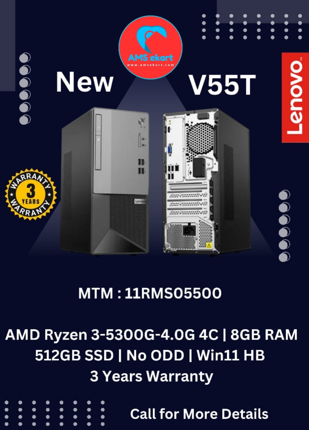 Lenovo Desktop Lenovo V55t Ryzen V55t Tower Desktop V55t 15are