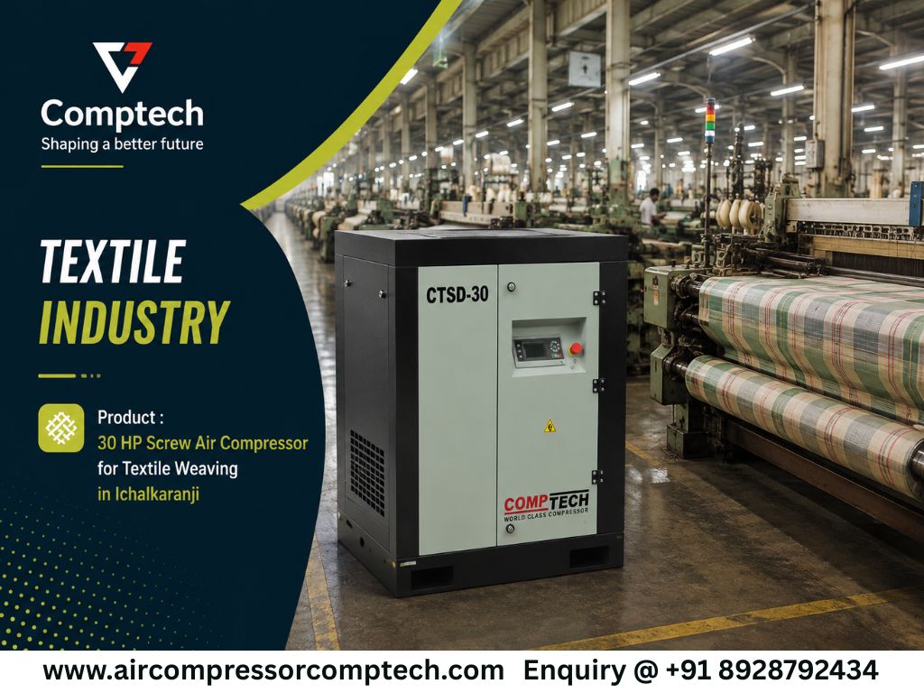 30 HP Screw Air Compressor for Textile Weaving in Ichalkaranji image 1