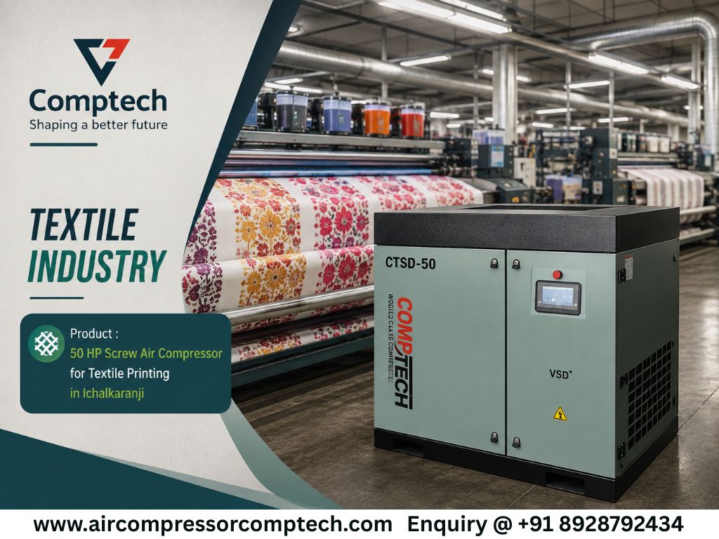 50 HP Screw Air Compressor for Textile Printing in Ichalkaranji image 1